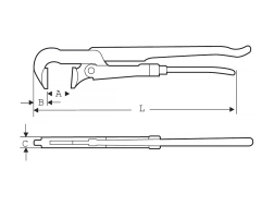 Газовий трубний ключ 90° SUPER-EGO 141, 2'' 2